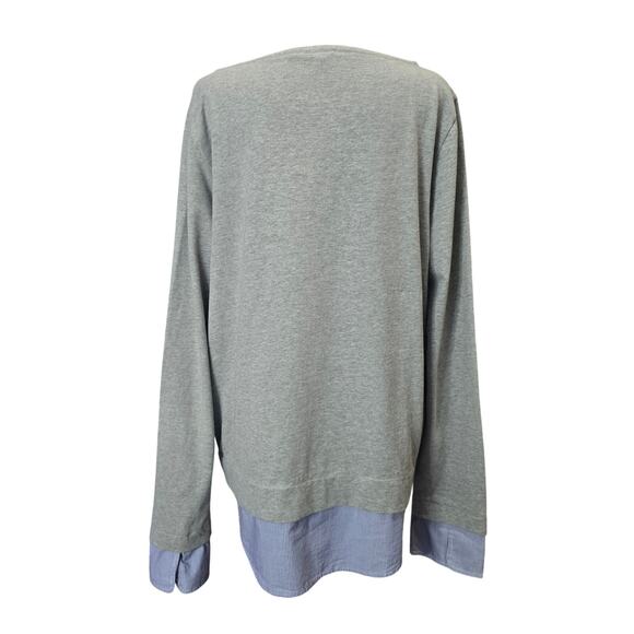 ⭐️JCrew Boatneck Layered Gray Pinstripe Long Sleeve Sweater Top Sz XL - Picture 2 of 6